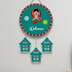 ArtVibes Green Printed Wooden Welcome Wooden Wall Hanging Decoration-picture-37