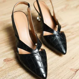 Devano Pointed Toe Textured Block Mules With Backstrap-25