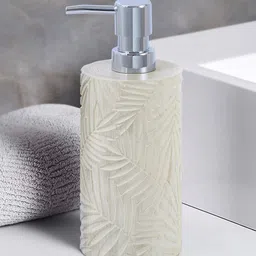 OBSESSIONS Off White & Silver Toned Textured Soap Dispenser - 320 ML-image-63