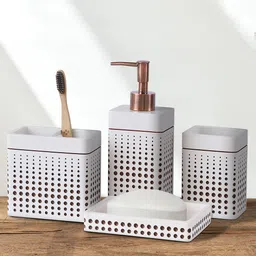 OBSESSIONS Beige & Brown 4 Pieces Bathroom Accessories Set-99