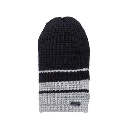 513 Men Black Self Design Beanie Cap-picture-13