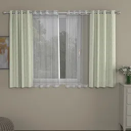 ROSARA HOME Off-White & Cream-Coloured Set of 4 Regular and Sheer Window Curtains image 1