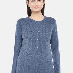 Honey by Pantaloons Women Blue Acrylic Cardigan-image-34