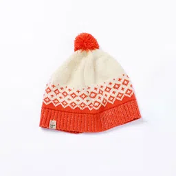 Bharatasya Unisex Kids Orange & Beige Beanie-picture-12