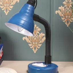 MFD HOME FURNISHING Blue & Black Solid Traditional Study Lamp-13