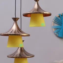 MFD HOME FURNISHING Brown & Yellow Self Design Quirky Cluster Light-image-38