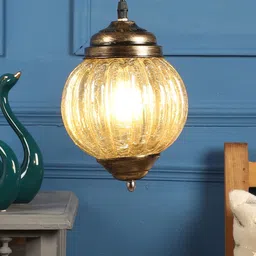 MFD HOME FURNISHING Gold-Toned Glass Quirky Hanging Light-image-92