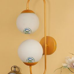 MFD HOME FURNISHING Gold-Toned & White Self Design Quirky Armed Sconces-7