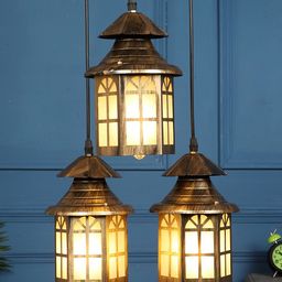 MFD HOME FURNISHING Gold-Toned & Brown Glass Quirky Cluster Light-image-102