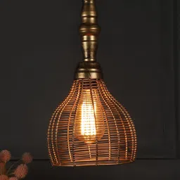 MFD HOME FURNISHING Gold-Toned Iron Contemporary Hanging Lamp-image-40
