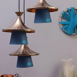 MFD HOME FURNISHING Gold-Toned & Blue Self Design Quirky Cluster Lights-image-76