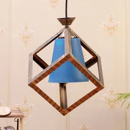 MFD HOME FURNISHING Blue & Gold-Toned Self Design Quirky Hanging Lamp-picture-28