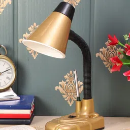 MFD HOME FURNISHING Gold-Toned & Black Solid Traditional Study Lamp-47