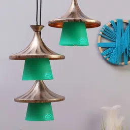 MFD HOME FURNISHING Bronze-Toned & Green Textured Quirky Cluster Light-image-91