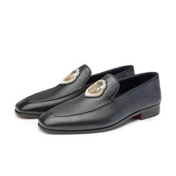 SHUTIQ Men Textured Embellished Leather Loafers-picture-27
