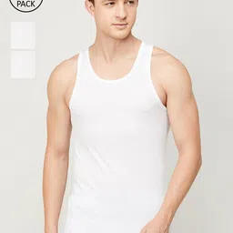 Fame Forever by Lifestyle Men Pack Of 3  White Solid Cotton Innerwear Vests-image-16