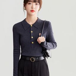 JC Collection Lapel Collar Pullover-picture-35