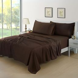 Aurave Coffee Brown 400 TC King Bedsheet With 2 Pillow Covers-image-14