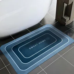 Cortina Blue Printed Microfibre 300 GSM Anti-Skid Bath Rug-picture-26