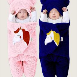 OyO Baby Pink & Navy Blue 2 Pieces Fleece Heavy Winter 553 GSM Single Bed Blanket-image-97