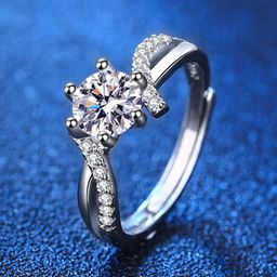 MYKI Silver- Plated CZ Stone Studded Adjustable Finger Ring-image-79