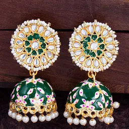 Sukkhi Gold-Plated Dome Shaped Jhumkas-23