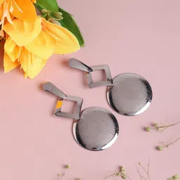 SOHI Silver-Plated Geometric Drop Earrings-98