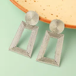 SOHI Silver Plated Contemporary Drop Earrings-10
