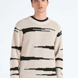 Flying Machine Geometric Printed Pure Cotton Pullover-picture-19