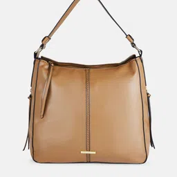 Forever Glam by Pantaloons Women Tan Oversized Structured Hobo Bag-16