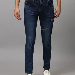 Campus Sutra Men Blue Slim Fit Low Distress Light Fade Stretchable Jeans-image-52