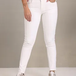 U S Polo Assn Women White Skinny Fit Mid Rise Slash Knee Stretchable Jeans-image-62
