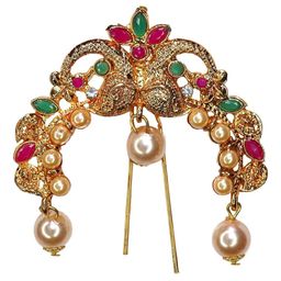 Krelin Women Gold-Toned & Red Beaded Hair Accessory-image-98
