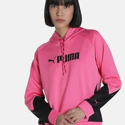 Puma Women Pink Fit POWERFLEECE Training Colourblocked Sweatshirt-image-34
