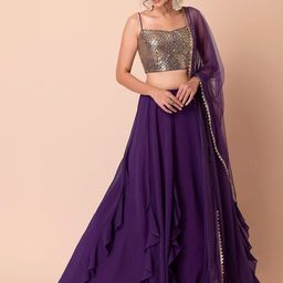 FABPIXEL Embellished Sequinned Semi-Stitched Lehenga & Unstitched Blouse With Dupatta-image-65
