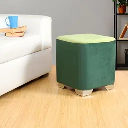 Shadowkart Green Wooden Pouffes Sitting Mudda Square Ottoman-image-52