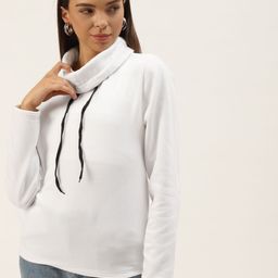 Belle Fille Women White Solid Turtle Neck Sweatshirt-image-90