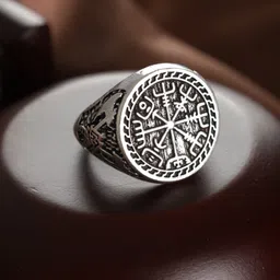 Priyaasi Men Silver-Plated & Toned Textured German Silver Ring-19
