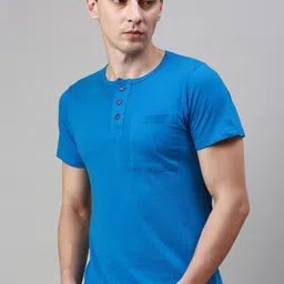 Lux Cozi Henley Neck Short Sleeves Pure Cotton T-shirt-picture-23
