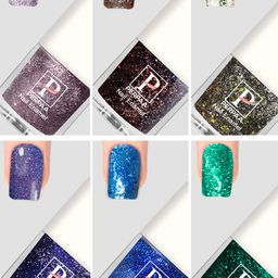 PERPAA Set Of 6 Glitter Light Flashing Sparkly Gel Nail Polish - 5ml Each-11