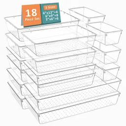 Kuber Industries Transparent Set of 6 Reusable Drawer Organiser Organisers-56