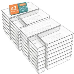 Kuber Industries Transparent 42 Pieces Reusable Drawer Organisers-18