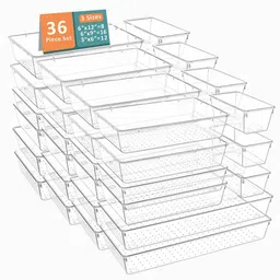 Kuber Industries Transparent 36 Pieces Reusable Drawer Organisers-9