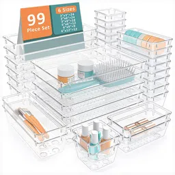 Kuber Industries Transparent Set of 6 Reusable Drawer Organiser Organisers-25