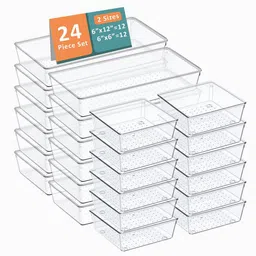 Kuber Industries Transparent 24 Pieces Reusable Drawer Organisers-18