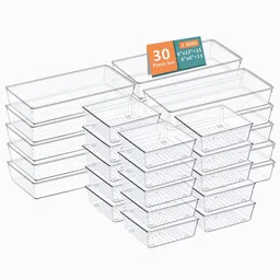 Kuber Industries Transparent 30 Pieces Multi-Purpose Drawer Organisers-21