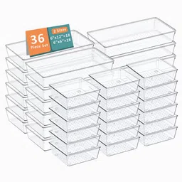 Kuber Industries Transparent 36 Pieces Reusable Drawer Organisers-16
