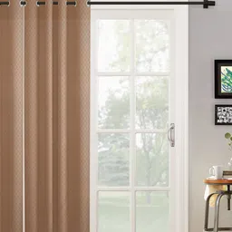 HOSTA HOMES Brown Geometric Self Design Long Door Curtain-16