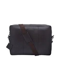OLIVE MIST Unisex Brown Textured Leather Laptop Bag-image-77