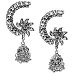 Shining Jewel - By Shivansh Silver Plated Contemporary Jhumkas-image-77